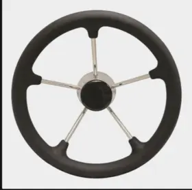 Marpac 7-0692 Stainless Steel Blk Center Cap 15-1/2 Inch Steering Wheel With Black Foam Grip