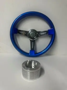 Matrix Tpx-135-bl Marine Boat Blue Steering Wheel With Hub Adaptor 3/4 Inch Key Tapered