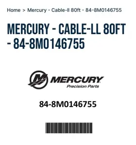 Mercury 84-8m0146755 Control Harness 80 Length
