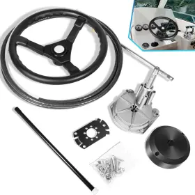 Mhqp-2232 Mhmoto Boats Steering System Kit With 15 Feet Control Cable 13.5 Inch Wheel