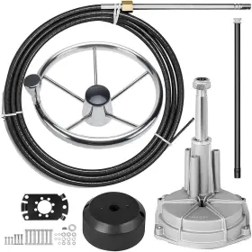 Mojiate 9103-set-13 Outboard Steering System Boat Cable 14 Feet 3/4ftft Shaft 13.5 Inch Wheel Mojiate 9103-set-13 Outboard Steering System Boat Cable 14 Feet 3/4ftft Shaft 13.5 Inch Wheel