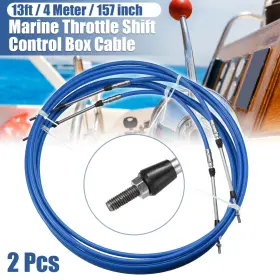 Motoforti 743151276596 2pcs 13ft 157 Inch Marine Type Shift Remote Control Box Cable For Yamaha Blue
