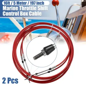 Motoforti 743151276718 2pcs 16ft 197 Inch Marine Type Shift Remote Control Box Cable For Yamaha Red