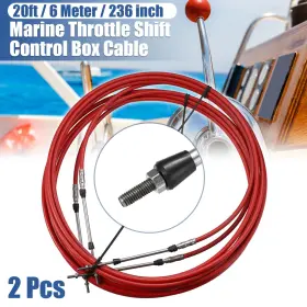 Motoforti 743151276732 2pcs 20ft 236 Inch Marine Type Shift Remote Control Box Cable For Yamaha Red