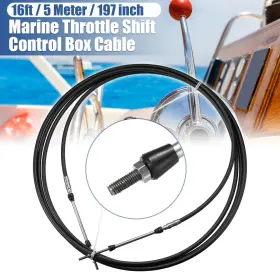 Motoforti 743151276800 1pcs 16ft 197inch Marine Type Shift Remote Control Box Cable For Yamaha Black Motoforti 743151276800 1pcs 16ft 197inch Marine Type Shift Remote Control Box Cable For Yamaha Black