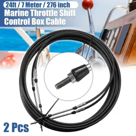 Motoforti 743151276855 2pcs 24ft 276inch Marine Type Shift Remote Control Box Cable For Yamaha Black