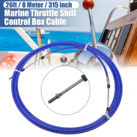 Motoforti 745065467107 1pcs 26ft 315 Inch Marine Type Shift Remote Control Box Cable For Yamaha Blue