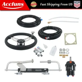 Afu11976f Munirater 90hp Hydraulic Outboard Steering Kit W Wheel And 20ft High Strength Nylon Hose