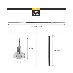 Qbotzx-04 Qym Boats Steering System 12ft Cable Outboard Kit 3/4 Inch Standard Tapered Shaft