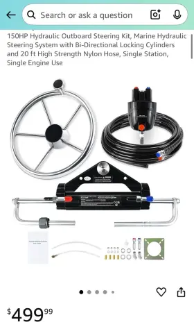 Yyzcssw-01 Qymopay 150hp Hydraulic Outboard Steering Kit 20ft High Strength Nylon Hose New