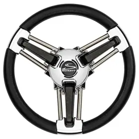 Schmitt Marine Pu1051b1-04r Burano Wheel 14 Inch Black Polyurethane/stainless Spoke