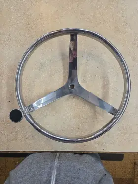 50-28531 Seachoice 15-1/2 Inch Marine Stainless Steel With Knob Boat Steering Wheel 3/4 Tapered Shaft