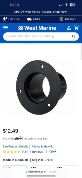 Sierra 18-9761b Boat Rigging Hose Flange 2-1/2 Inch