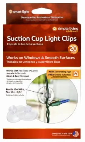 716020 Simple Living Solutions 854790005192 Suction Cup Light Clips 20-ct. -