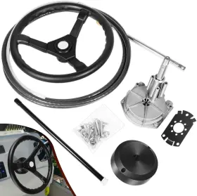 Spqp2232 Sp-auto Boats Steering System Kit With 15 Feet Control Cable 13.5 Inch Wheel