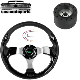 Stw005 Susu Qr045 12.5 Inch Flat Drift Racing Steering Wheel 6 Holes 3 Spokes 3/4 Keyway Hub Adapter Stw005 Susu Qr045 12.5 Inch Flat Drift Racing Steering Wheel 6 Holes 3 Spokes 3/4 Keyway Hub Adapter
