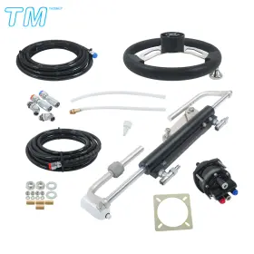 746946 Techme17 Bi-directional Locking Cylinders Hydraulic Outboard Steering Kit 20ft Hose 90hp