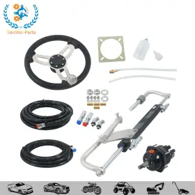 Tfp61377tp Terrific-parts Outboard 90hp Hydraulic Steering Wheel System Kit Cylinder Helm 20ft Hose Boat