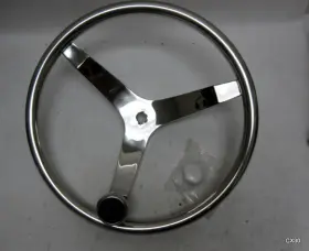 Top Parts 711221717560 3 Spoke Stainless Steel Boat Steering Wheel 13.5 Inch With Turning Knob