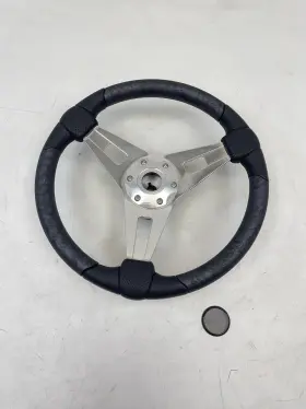 Tracker 189677 Black/chrome 13 1/2 Inch Steering Wheel With Hub Marine Boat