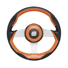 20671p Uflex Grimani O/s 13.8 Inch Dia. Steering Wheel Orange/black Grip Silver