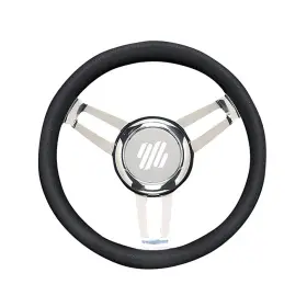 Uflex 702755038504 Foscari V/ch/b 13.8 Inch Dia. 3-spoke Steering Wheel Black Grip Chrome Hub