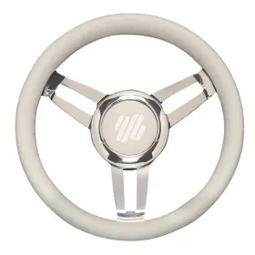 Uflex 702755038528 Foscari V/ch/w 13.8 Inch Dia. Steering Wheel White Vinyl Grip Chrome