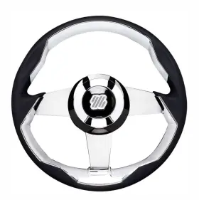 69297s Uflex 702755043119 Grimani B/s/ve 13.8 Inch Dia. Steering Wheel Black/silver Grip