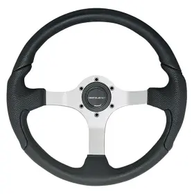 Uflex 702755051442 Nisida-b/p 13.8 Inch Dia. 3-spoke Steering Wheel Black Grip Polished