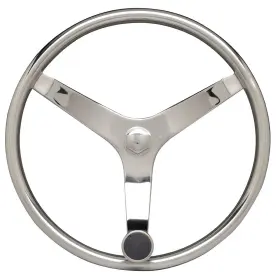 Uflex Usa 702755042891 - V46 13.5 Inch Stainless Steel Steering Wheel With Speed Knob