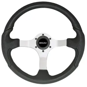 Uflex Usa 702755051435 Nisida Steering Wheel 13.8 Inch - Black Polyurethane Grip With Aluminum Spo