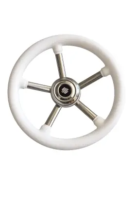 Uflex V24w 13.8 Inch Marine Steering Wheel White Poly Grip Stainless Spokes Boat