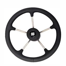 V70b Uflex 13.8 Inch Dia. Non-magnetic Steering Wheel Black Grip 5-spoke 3/4