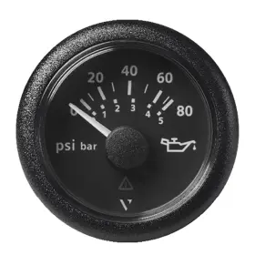 Veratron A2c59514128 52mm 2-1/16 Inch Viewline Oil Pressure Gauge 80 Psi/5 Bar Black Dial