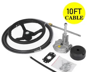 Xwyyfxb10ycdfxp01 Vevor 10 Feet Boat Rotary Steering System Outboard Kit 100hl Marine With 13.5 Inch Wheel