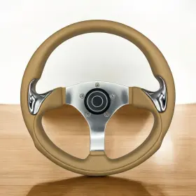 X066 Victor Marine Steering Wheel Chrome Spokes Camel Colored Rim Keyed Hub