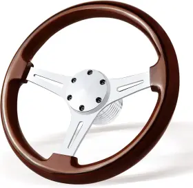 Hwp-fxp-017 Voonke 13.8 Inch Boat Steering Wheel With 3/4 Tapered Shaft 6 Bolts Wood Grain Classic No