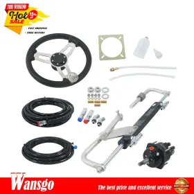 Wg4066706 Wansgo 90hp Marine Hydraulic Outboard Steering System Kit Cylinder Pump Hoses For Boat