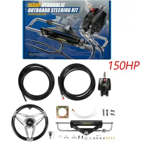 Wm-auto Wmqp-2475 150hp Outboard Steering Cylinder Kit And Anti-slip Aluminum Alloy Wheel
