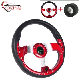 Stw018tp-red Wooton Qr045 12.5 Inch Marine Boat Steering Wheel With Hub Adapter 3/4 Axle Keyway 3 Spokes