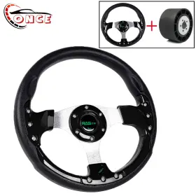 Qr04520251122 Wooton Stw018tpblack 12.5 Inch Marine Boat Steering Wheel With Hub Adapter 3/4 Axle Keyway 3 Spokes