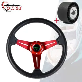 Stw019tpred Wooton Qr045 14 Inch Marine Boat Steering Wheel Flat Dish With Hub Adapter 3/4 Axle Keyway 3 Spoke