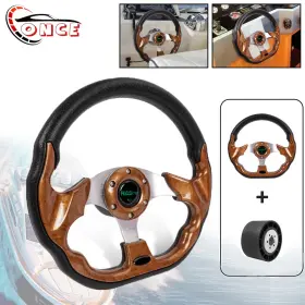 Qr04520251105 Wooton Stw031mahogany 12.5 Inch Steering Wheel For Marine Boat With 3/4 Axle Keyway Hub Adapter 3 Spokes
