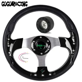 Qr045 Wutong 018stw-tp-black 3 Spoke 13 Inch Boat Marine Steering Wheel With Hub Adapter 3/4 Tapered Key 6 Holes