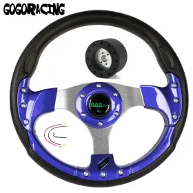 018stw-tp-blue Wutong Qr045 3 Spoke 13 Inch Boat Marine Steering Wheel With Hub Adapter 3/4 Tapered Key 6 Holes