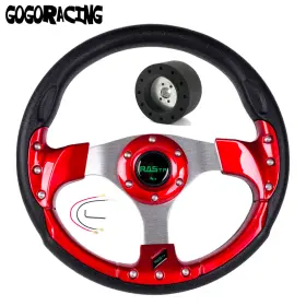 Wutong 018stw-tp-red Qr045 3 Spoke 13 Inch Boat Marine Steering Wheel With Hub Adapter 3/4 Tapered Key 6 Holes