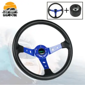 020stw-tp-blue Wutong 045qr Deep Dish 14 Inch Marine Boat Steering Wheel 3 Spoke With Hub Adapter 3/4 Axle Keyway