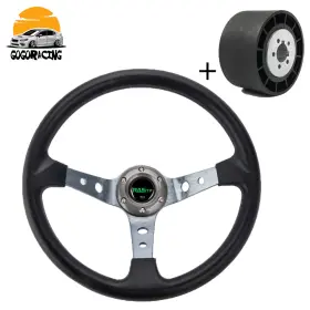 045qr Wutong 020stw-tp-gray Deep Dish 14 Inch Marine Boat Steering Wheel 3 Spoke With Hub Adapter 3/4 Axle Keyway