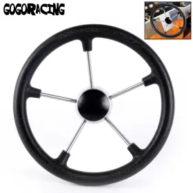 068stw-bk Wutong 5 Spoke 13.5 Inch Stainless Steel Boat Black Steering Wheel Destroyer Style Marine
