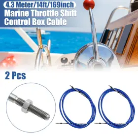 X Autohaux 745060297440 2pcs 14ft 4.3 Meter 169inch Marine Throttle Shift Remote Control Box Cable